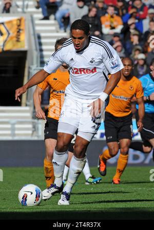 Ashley Williams de Swansea City Barclays Premier League Wolverhampton Wanderers contre Swansea 22/10/2011 Banque D'Images