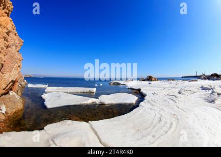 paysage naturel de glace de mer en hiver, gros plan de la photo Banque D'Images