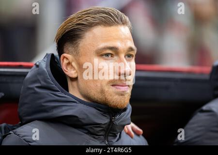 Matty Cash de Pologne vu lors du match de qualification de l'UEFA EURO 2024 entre la Pologne et la Moldavie au stade PGE Narodowy. Score final ; Pologne 1:1 Moldavie. Banque D'Images