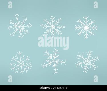 ensemble de flocons de neige blancs pour la conception hivernale Illustration de Vecteur