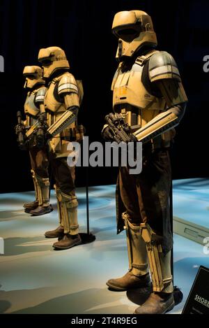 Costumes de Shoretrooper utilisés dans Rogue One : a Star Wars Story Banque D'Images