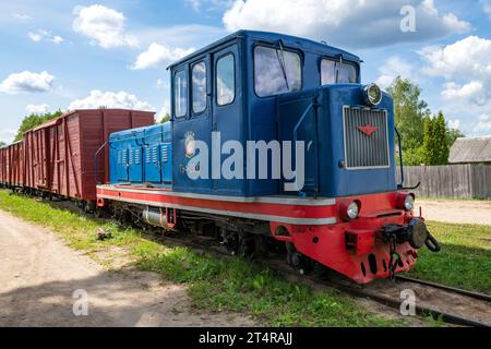 TESOVO-NETYLSKY, RUSSIE - 15 JUILLET 2023 : locomotive diesel de manœuvre soviétique TU4 pour un chemin de fer à voie étroite (750mm) gros plan un jour de juillet. Tesovo-Netyl Banque D'Images