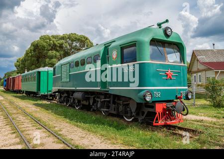 TESOVO-NETYLSKY, RUSSIE - 15 JUILLET 2023 : locomotive diesel soviétique TU2 pour voie ferrée étroite (750mm) juin après-midi. Gare de Tesovo-Netylsky Banque D'Images