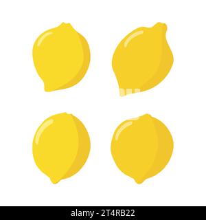 Les citrons sont brillants dans un style plat. Un ensemble de citrons mis en évidence sur un fond blanc Illustration de Vecteur