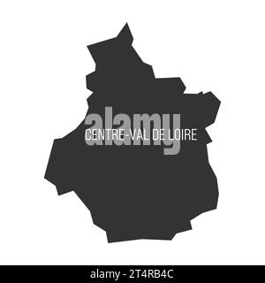 Centre-Val de Loire - carte de division administrative, région, de France. Silhouette vectorielle gris foncé. Illustration de Vecteur