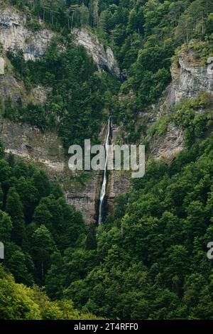 Cascade de Skakavac et forêt tropicale primitive de Perucica dans le parc national de Sutjeska, Bosnie-Herzégovine Banque D'Images