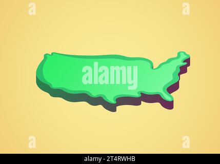 Carte 3D simplifiée stylisée isométrique des États-Unis Illustration de Vecteur