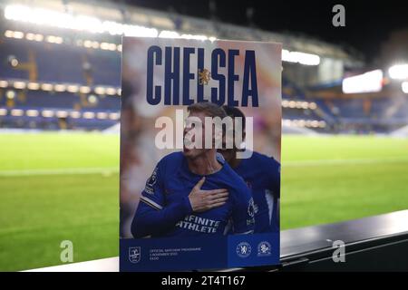 1 novembre 2023 ; Stamford Bridge, Chelsea, Londres, Angleterre : Carabao Cup football, Chelsea versus Blackburn Rovers ; programme journée de match Banque D'Images