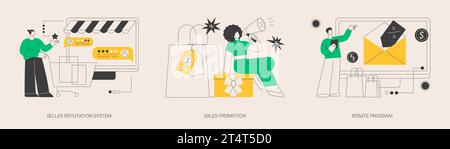 Illustrations vectorielles de la stratégie de vente au détail. Illustration de Vecteur