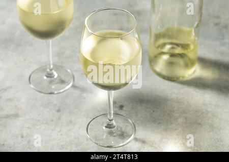 Vin blanc Sauvignon biologique Boozy dans un verre Banque D'Images