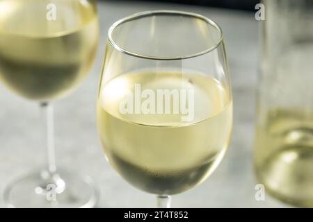 Vin blanc Sauvignon biologique Boozy dans un verre Banque D'Images