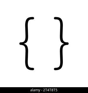 Icône de vecteur de symbole de crochets secondaires recourbés isolée sur fond blanc Illustration de Vecteur