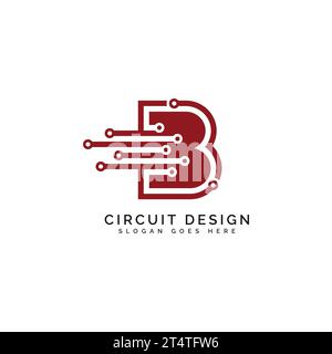 Logo de la lettre B, symbole de forme de circuit, technologie et connexion numérique abstraite de point. Logotype technologique Alphabet B, design, Internet, systèmes, logo ai Illustration de Vecteur