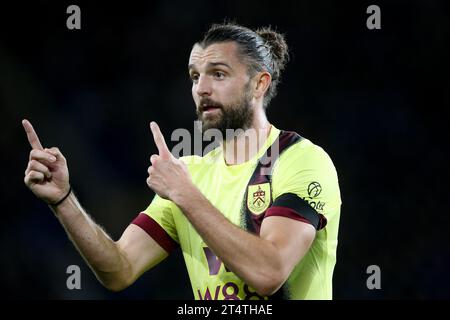 Everton, Royaume-Uni. 01 novembre 2023. Jay Rodriguez de Burnley regarde. Carabao Cup, EFL Cup Match, Everton v Burnley au Goodison Park à Liverpool le mercredi 1 novembre 2023. Cette image ne peut être utilisée qu'à des fins éditoriales. Usage éditorial uniquement, photo de Chris Stading/Andrew Orchard photographie sportive/Alamy Live News crédit : Andrew Orchard photographie sportive/Alamy Live News Banque D'Images