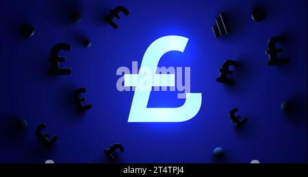 Bannière noire claire de panneau de livre sterling néon. Illustration vectorielle Illustration de Vecteur