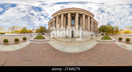 Vue panoramique à 360° de Washington DC, États-Unis - 28 octobre 2023 : National Archives Foundation Building. 360 panorama VR photo équirectangulaire