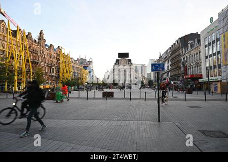 Place de Brouckère (de Brouckèreplein) – Bruxelles Belgique – 23 octobre 2023 Banque D'Images