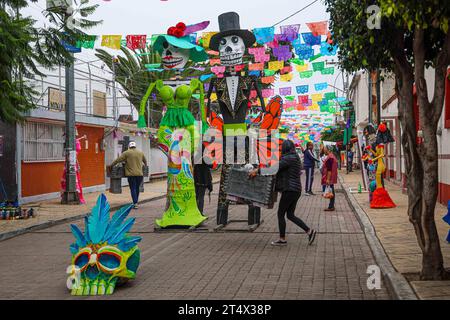 MEXICO, MEXIQUE - 1 NOVEMBRE : la ville de San Andrés Mixquic dans les célébrations du «jour des morts» le 1 novembre 2023 à Mexico, Mexique. Le jour du Banque D'Images