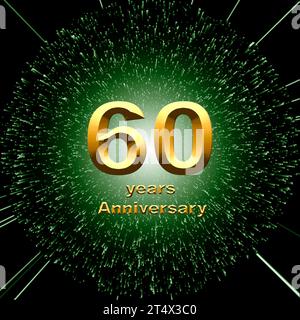 illustration 3d, 60 anniversaire. numéros d'or sur un fond festif. affiche ou carte pour célébration d'anniversaire, fête Banque D'Images