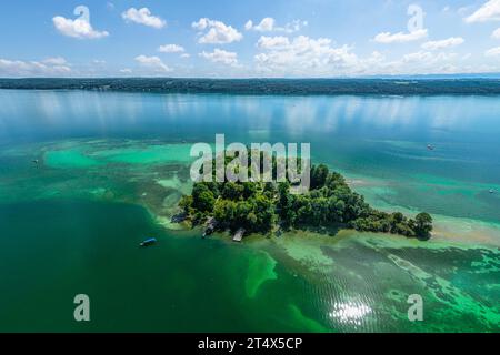 L'été sur les rives du lac Starnberg près de Feldafing autour de l'île Rose Banque D'Images