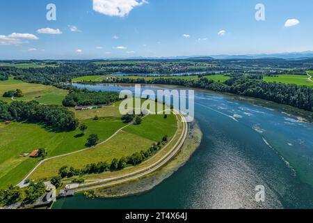 Vue aérienne du village d'Epfach sur Lech en haute-Bavière près de Landsberg Banque D'Images