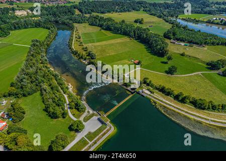 Vue aérienne du village d'Epfach sur Lech en haute-Bavière près de Landsberg Banque D'Images