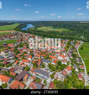 Vue aérienne du village d'Epfach sur Lech en haute-Bavière près de Landsberg Banque D'Images