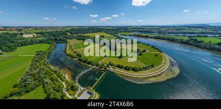 Vue aérienne du village d'Epfach sur Lech en haute-Bavière près de Landsberg Banque D'Images