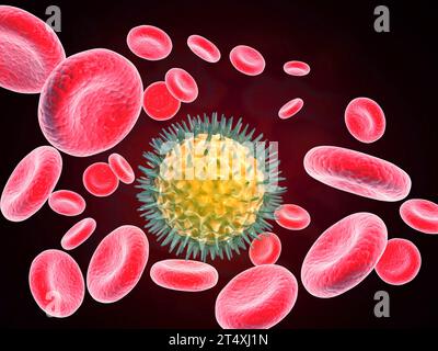 Virus dans le sang. illustration 3d. Banque D'Images