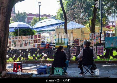 Plaza San Jacinto et Bazar Sabado - Samedi d'art - Mexico, Mexique Banque D'Images