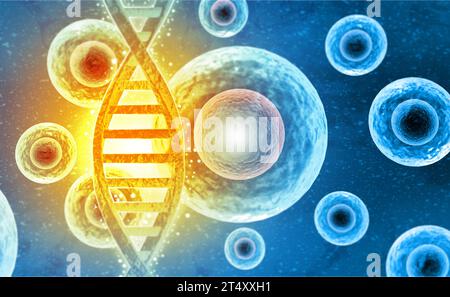 Les brins d'ADN de la science historique. Illusation 3d Banque D'Images