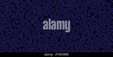Motif de doodle monochrome. Motif monochrome drôle. Lignes bleues courbes Illustration de Vecteur