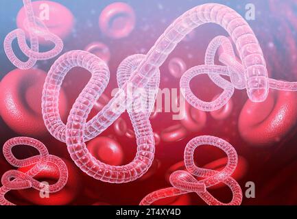 Virus Ebola dans le sang. illustration 3d. Banque D'Images