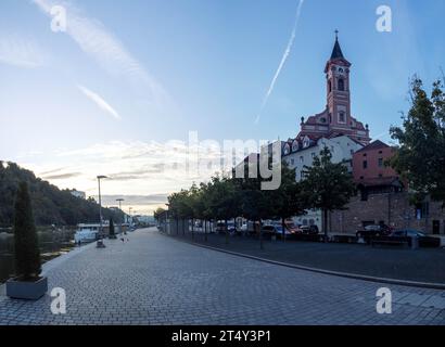 Église paroissiale de St. Paul, Danube, Vieille ville, vue panoramique, Passau, basse Bavière, Bavière, Allemagne Banque D'Images