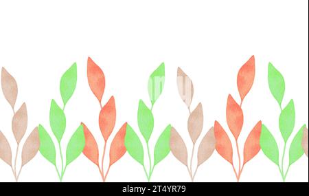 Bordure sans couture ou cadre fait de branches. Illustration d'automne minimaliste simple pour la décoration de vacances saisonnières. Thanksgiving, mariages, anniversaire.main Banque D'Images