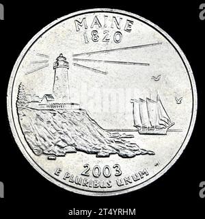 Dollar du quartier commémoratif de l'État AMÉRICAIN : Maine (1820) Banque D'Images