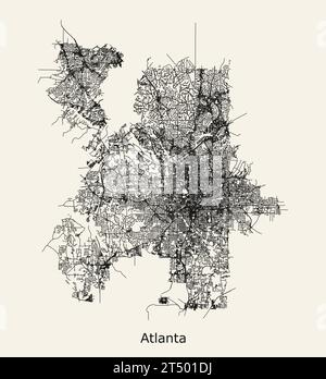 Carte routière vectorielle ATLANTA, GÉORGIE, ÉTATS-UNIS Illustration de Vecteur