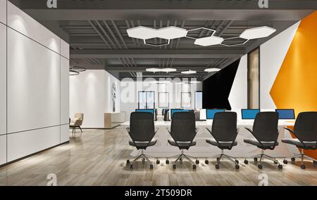 intérieur de bureau moderne, rendu 3d. Banque D'Images