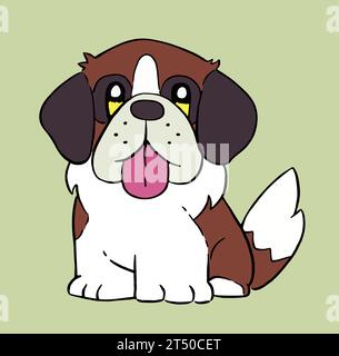 Vector Cute Saint Bernard Dog Animal Kawaii Illustration Illustration de Vecteur