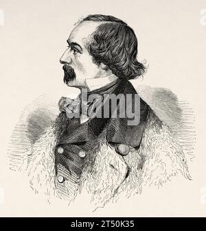 Elisha Kent Kane (3 février 1820 – 16 février 1857) est une médecin de la marine des États-Unis et une exploratrice de l'Arctique. Il a servi comme assistant chirurgien pendant le voyage de Caleb Cushing en Chine pour négocier le traité de Wangxia et dans l'escadron africain. Il est affecté comme envoyé spécial de l'armée des États-Unis pendant la guerre américano-mexicaine et comme arpenteur dans l'U.S. Coast Survey. Gravure ancienne du 19e siècle du Tour du monde 1860. Gravure ancienne du 19e siècle du Tour du monde 1860 Banque D'Images