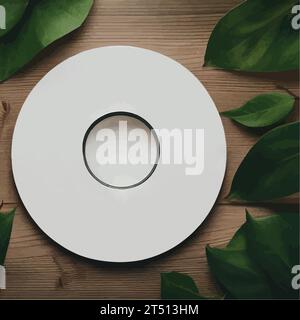 Detox cutanée. Concept de cosmétiques de soins de la peau bio. Produit de soin de beauté. Maquette ronde dans les feuilles tropicales sur le fond. Copier maquette d'espace, illustration vectorielle, concept de cosmétiques naturels Illustration de Vecteur