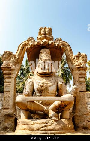 Ugra Narasimha Swamy Statue, Hampi, Karnataka, Inde, Asie Banque D'Images