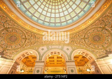 Le Preston Bradley Hall orné dans le Chicago Cultural Center USA Banque D'Images