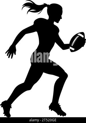Silhouette de joueur de football américain de femme. Illustration vectorielle Illustration de Vecteur