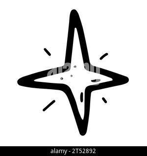 Space doodle star. Astéroïde dessiné à la main isolé sur fond blanc. Objet astronomique. Météorite de l'univers, signe de comète. Astronomie, astrologie, cosmos Illustration de Vecteur