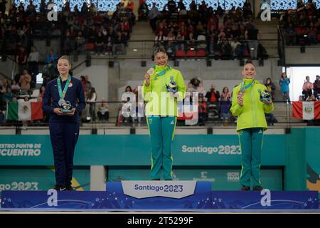 Santiago, Chili. 02 novembre 2023. Autour ? Aux Jeux panaméricains de Santiago 2023. À l'Estadio Nacional Julio Martínez Prádanos à Santiago. Chili. Crédit : Reinaldo Reginato/FotoArena/Alamy Live News Banque D'Images