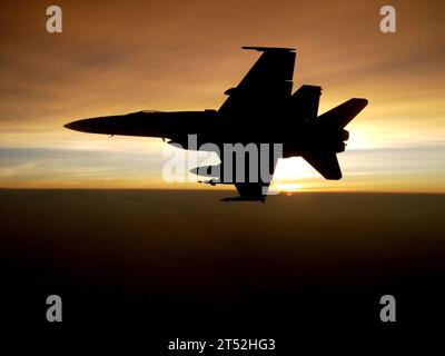 0907217665E-001 HELMAND RIVER VALLEY (21 juillet 2009) un F/A-18C Hornet, affecté au Stingers of Strike Fighter Squadron (VFA) 113 embarqué à bord du porte-avions USS Ronald Reagan (CVN 76), revient d'une mission soutenant l'opération Enduring Freedom en Afghanistan. Ronald Reagan est déployé dans la zone de responsabilité de la 5e flotte américaine. Les opérations dans la zone d'opérations de la 5e flotte américaine visent à rassurer les partenaires régionaux de l'engagement des États-Unis à l'égard de la sécurité, ce qui favorise la stabilité et la prospérité mondiale. (Marine américaine Banque D'Images