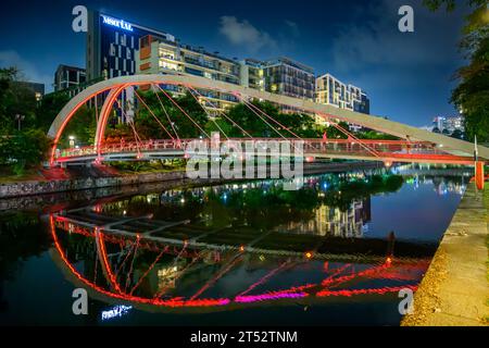 Robertson Bridge Singapour la nuit Banque D'Images