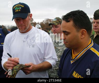 autograph, Florham Park, Military Appréciation Weekend, New York Jets, quarterback Brett Favre Banque D'Images