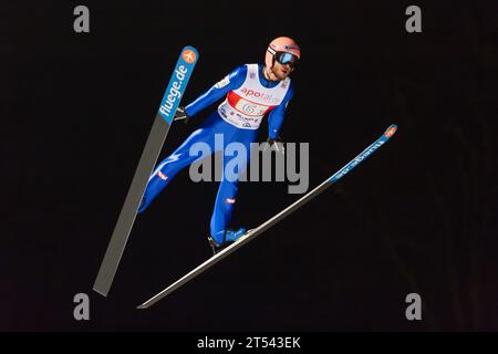 Manuel Fettner AUT Aktion FIS Welt Cup Skispringen - épreuve par équipe à Willingen, Deutschland am 09.01.2016 Banque D'Images